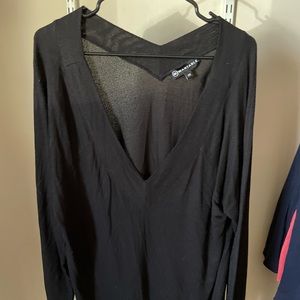 Black v-neck sweater, lightweight